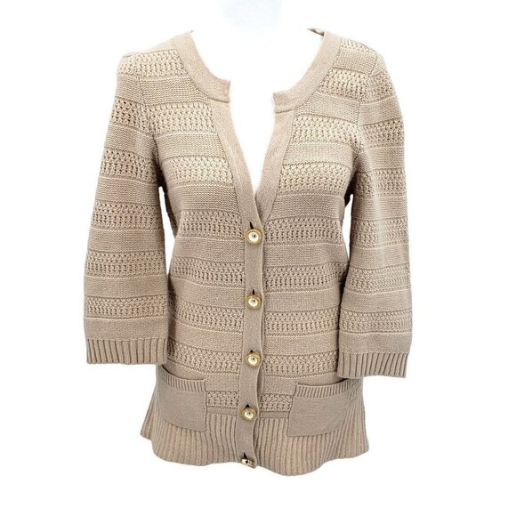 Juicy Couture Cardigan Womens Sz Small Cashmere Rabbit Hair Wool Pockets Tan NEW - Picture 4 of 10